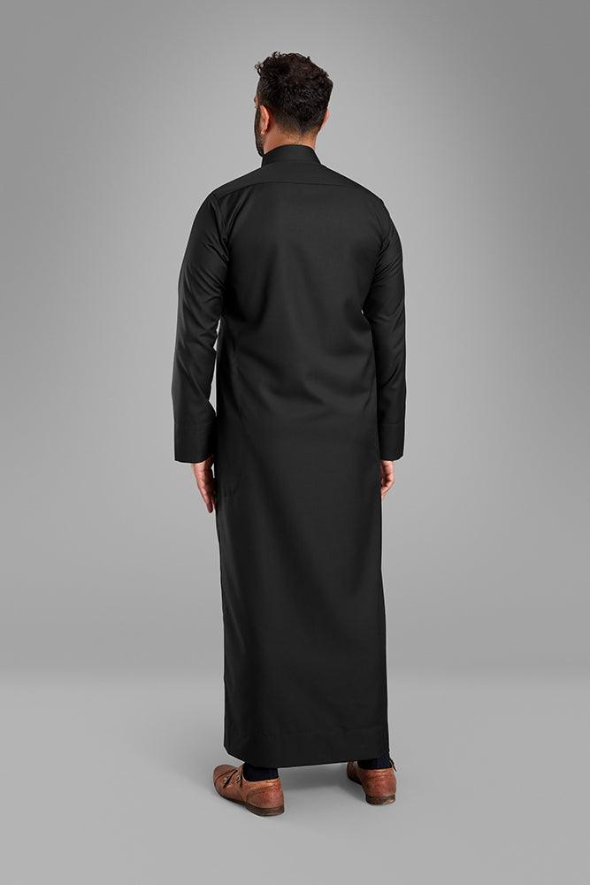 Men's Jet Black Collared Thobe