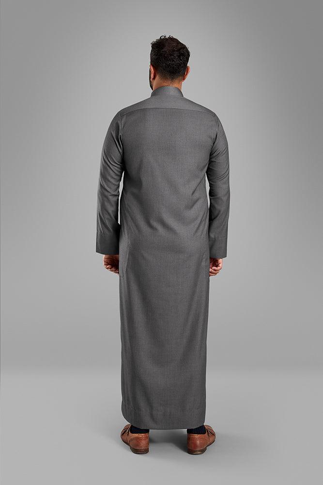 Men's Dark Grey Collared Thobe