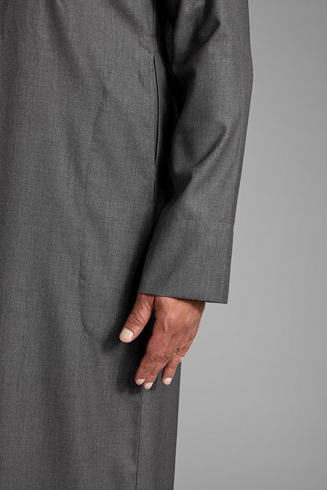 Men's Dark Grey Collared Thobe