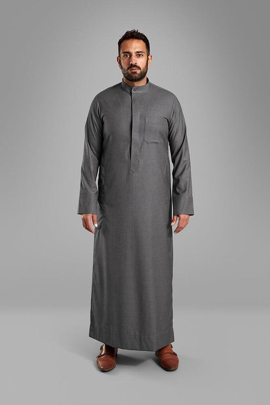 Men's Dark Grey Collared Thobe