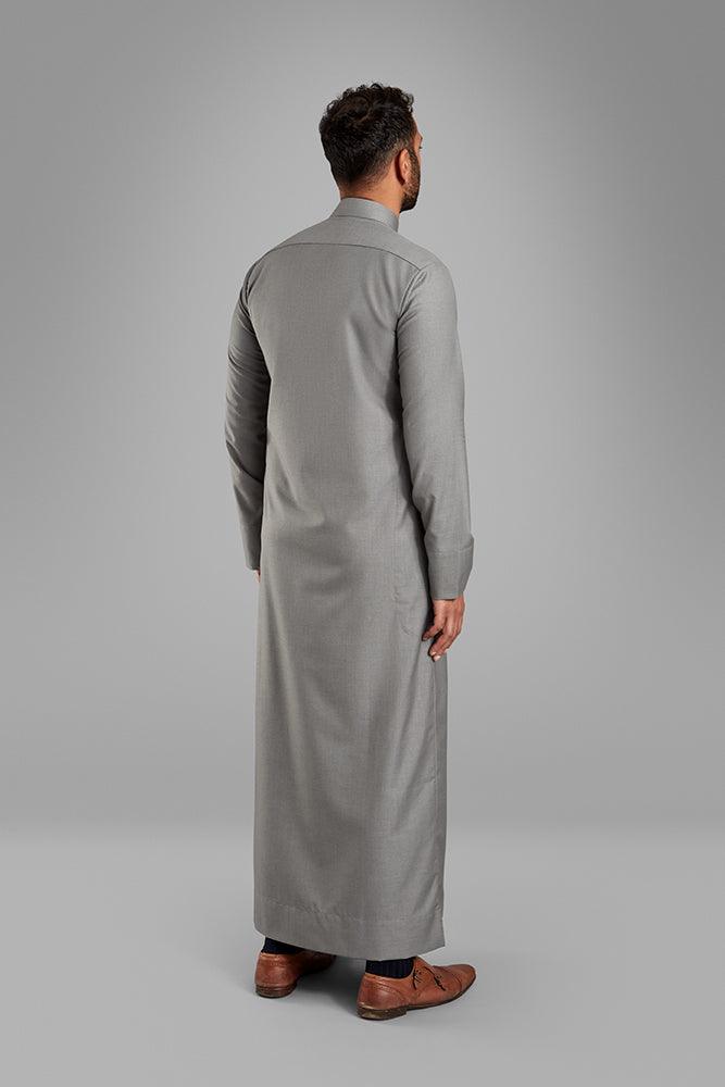 Men's Light Grey Collared Thobe