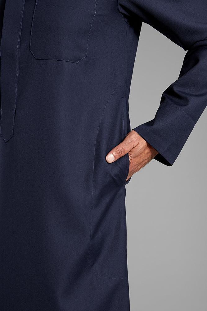 Men's Light Navy Collared Thobe
