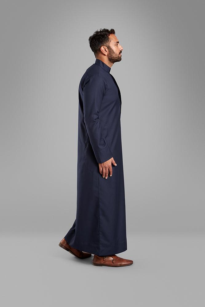 Men's Light Navy Collared Thobe