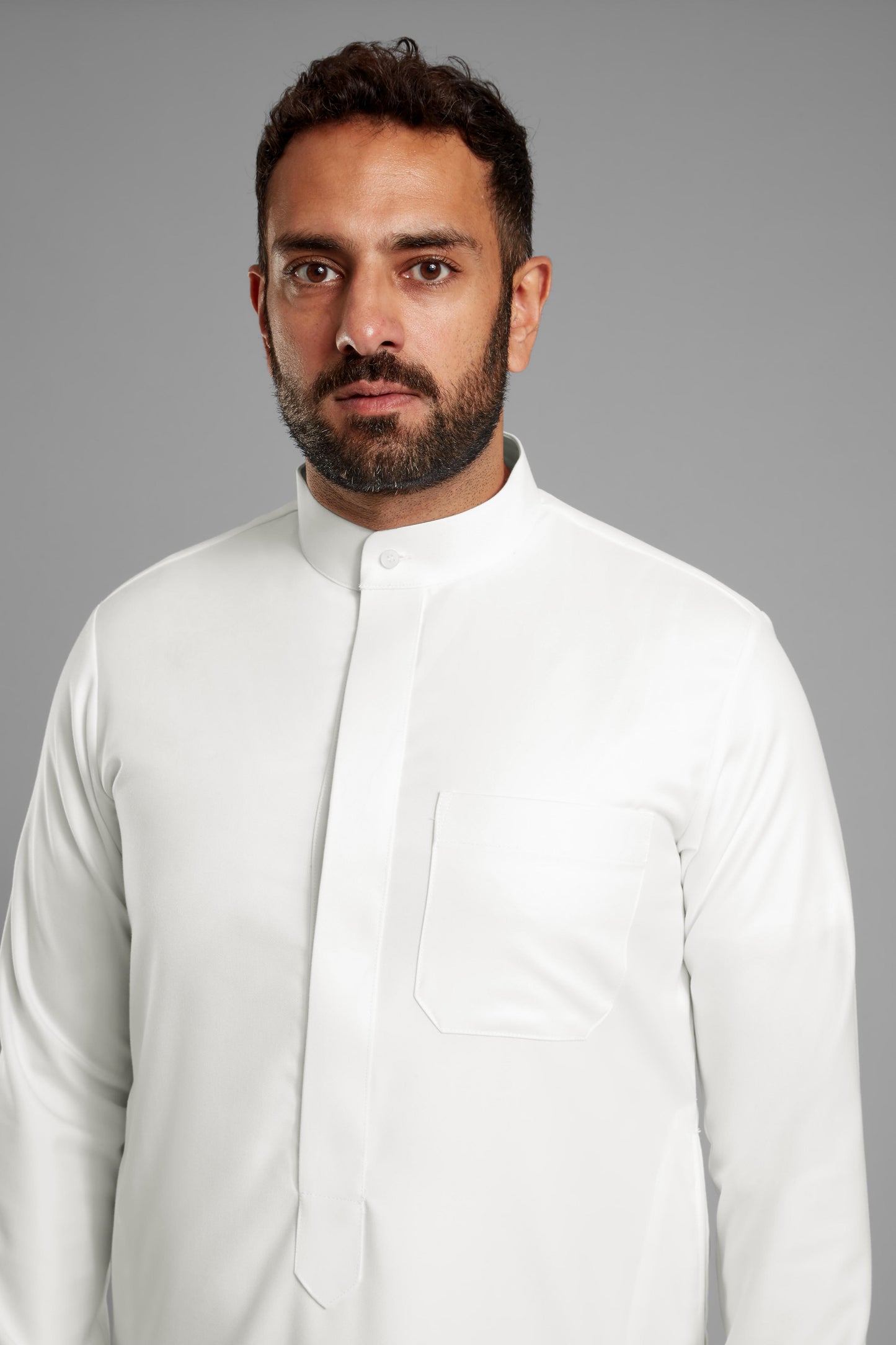 Men's White Collared Thobe