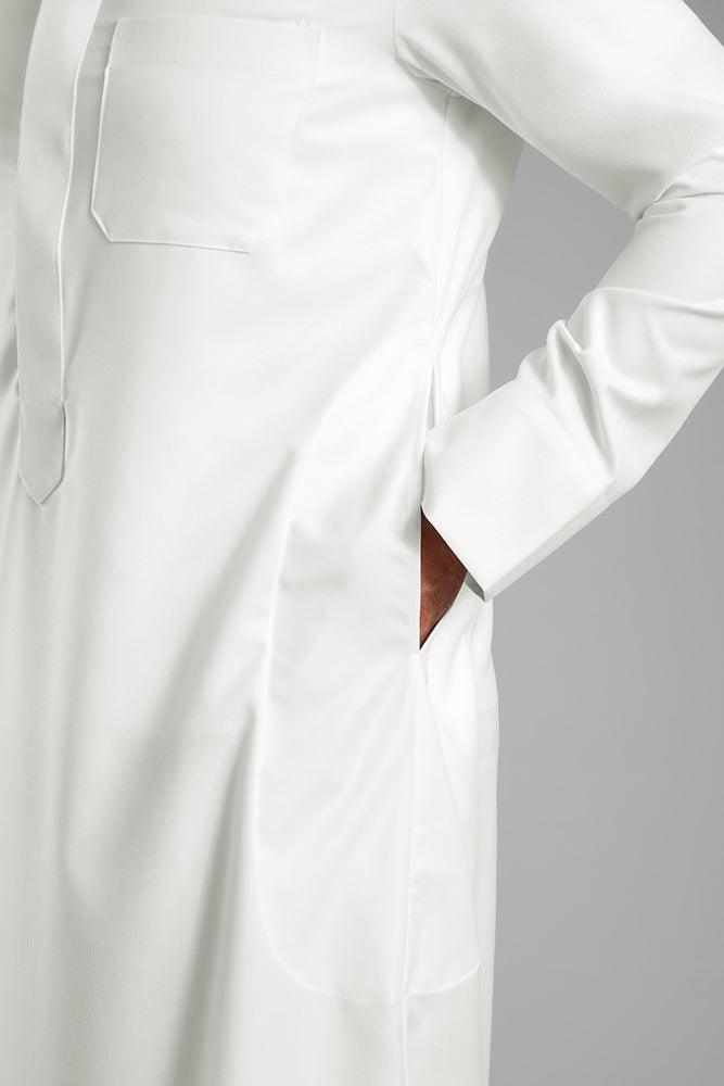 Men's White Collared Thobe