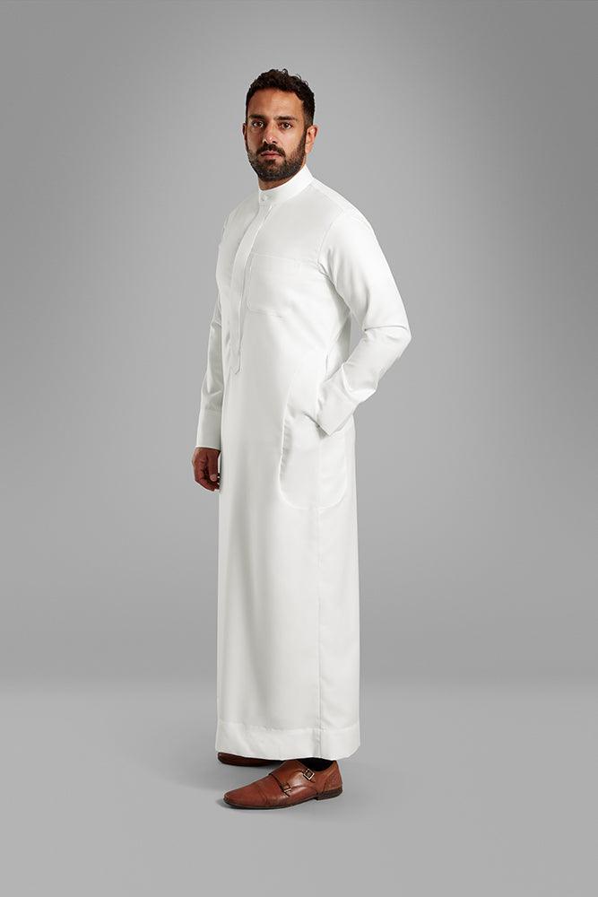 Men's White Collared Thobe