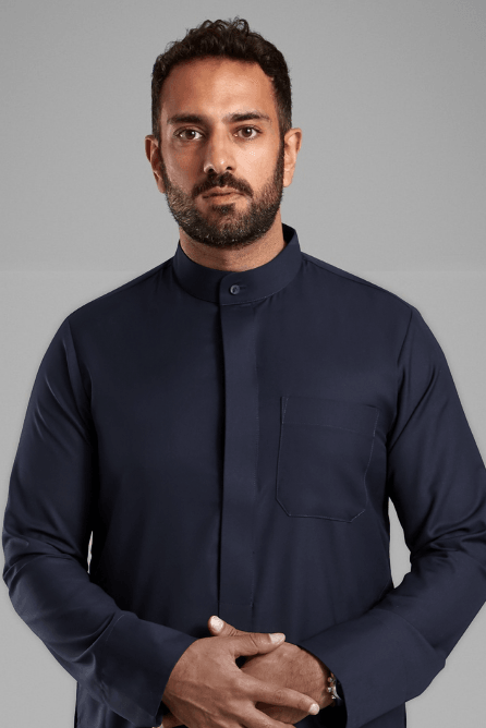 Men's Dark Navy Collared Thobe