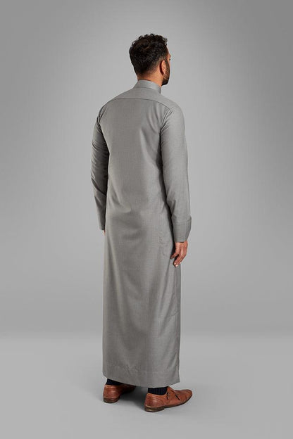 Men's Light Grey Collared Thobe