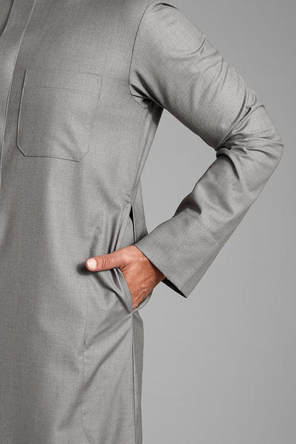 Men's Light Grey Collared Thobe