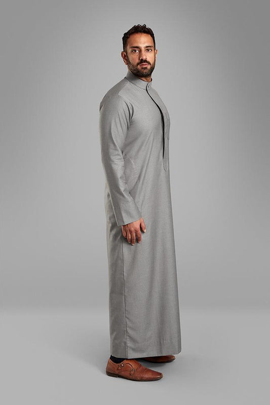 Men's Light Grey Collared Thobe