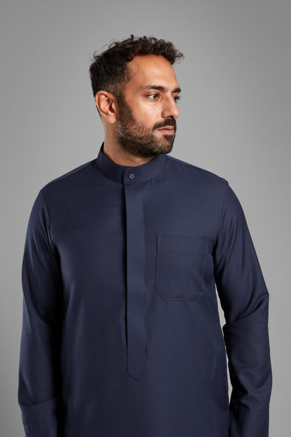 Men's Light Navy Collared Thobe