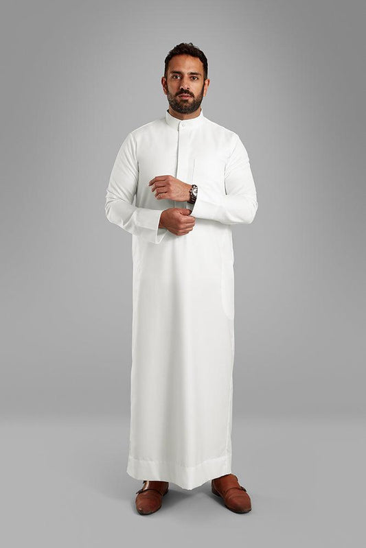Men's White Collared Thobe